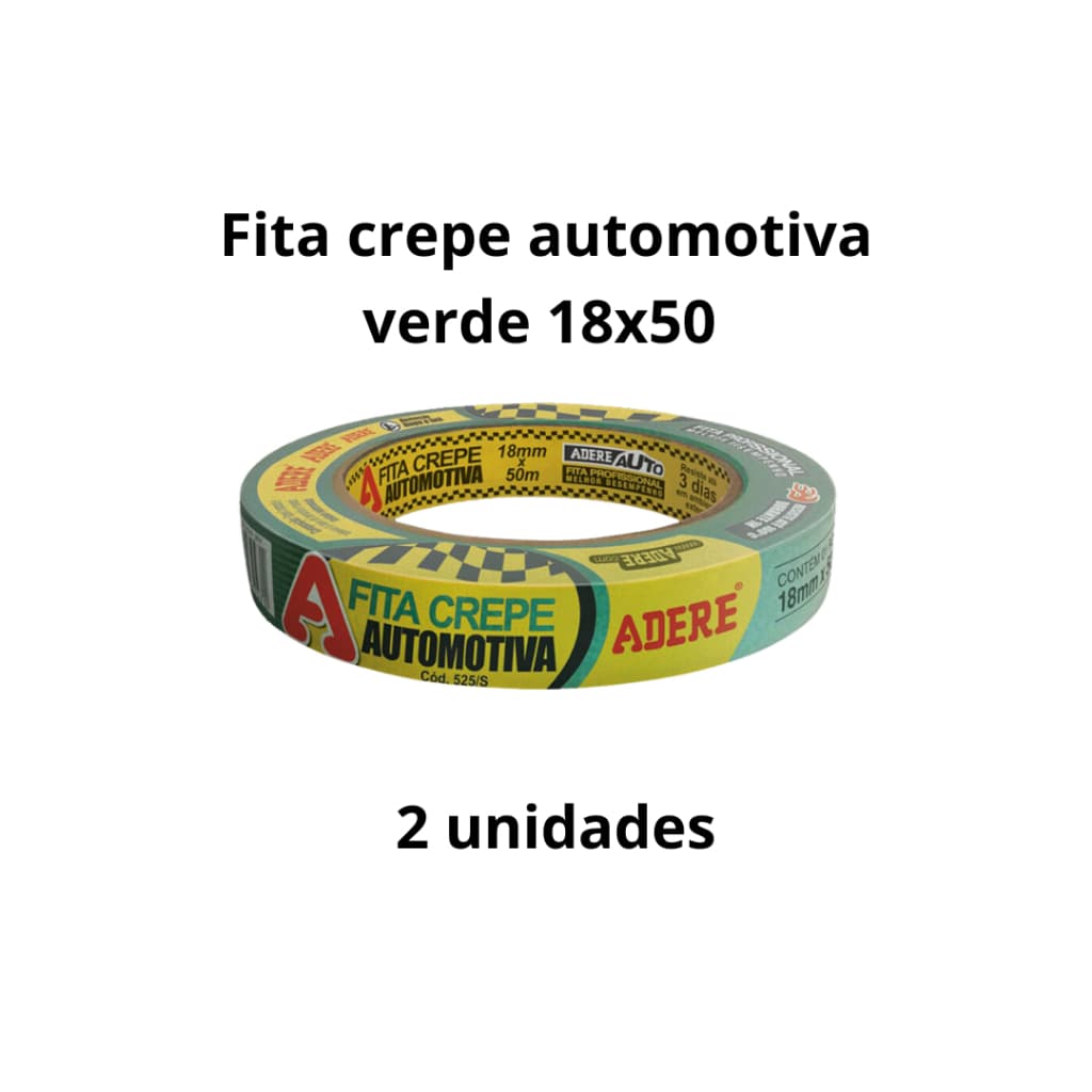 Kit 2 Fita Crepe Automotiva Verde 18x50 Adere 525