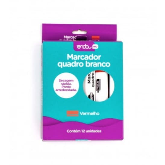MARCADOR QUADRO BRANCO VERMELHO CX 12 UND, ONDA PRO.
