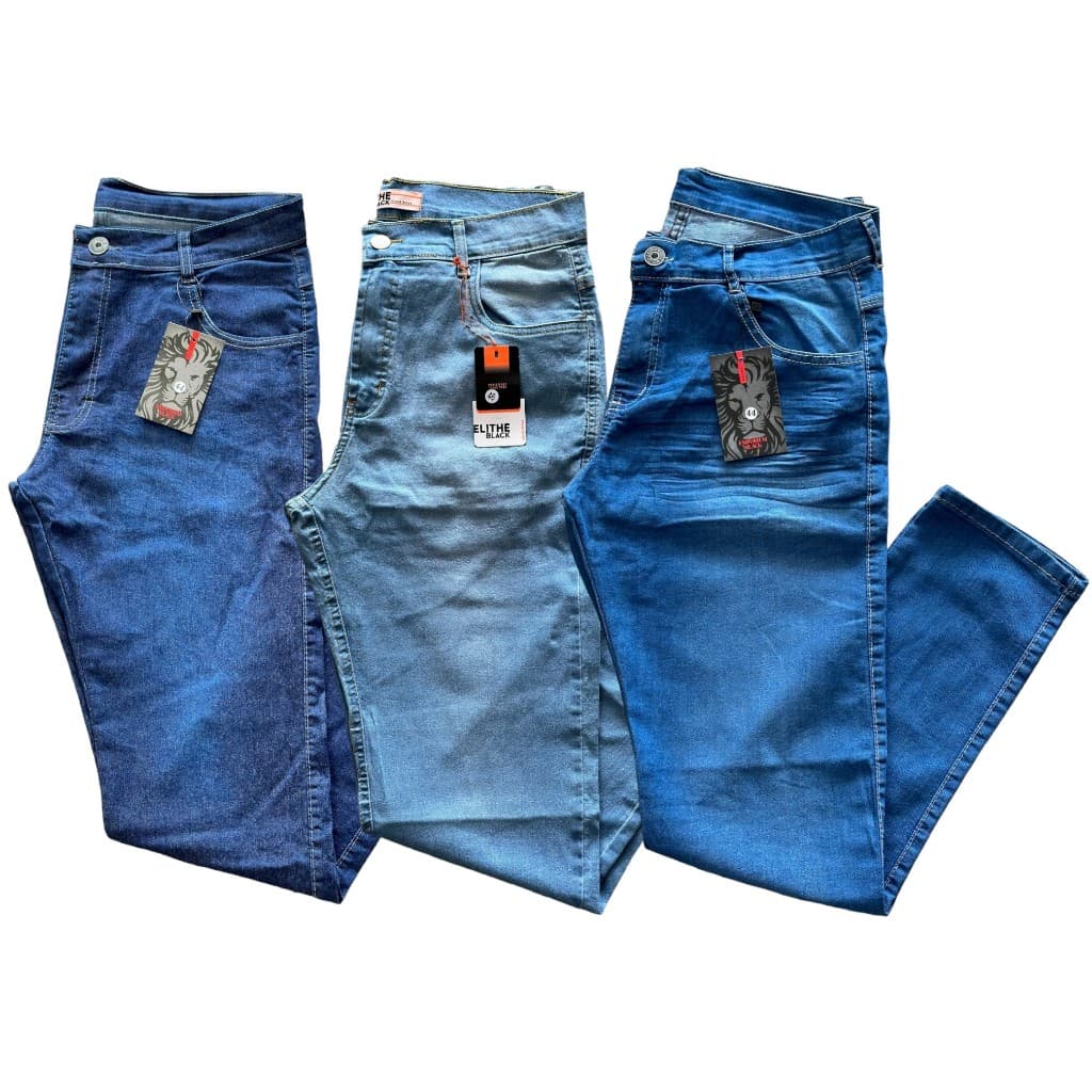 kit com 3 calças de jeans masculina todas com qualidade e conforto calcas em elastano algodão