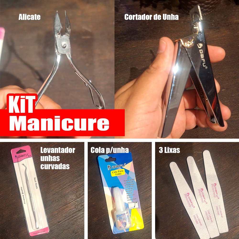 kit Manicure Premium Alicate de unha + lixas + elavador + alicate para unhas postiças - Envio Rápido