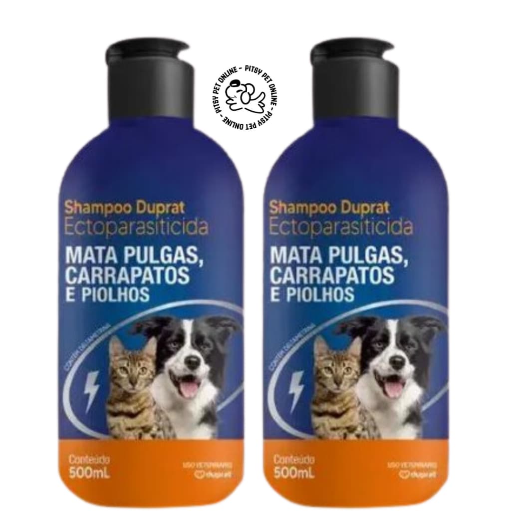 Kit 2 Shampoo Anti Pulgas Carrapatos e Piolhos Cachorro e Gato - Shampoo Antipulgas Pet Clean 500ml