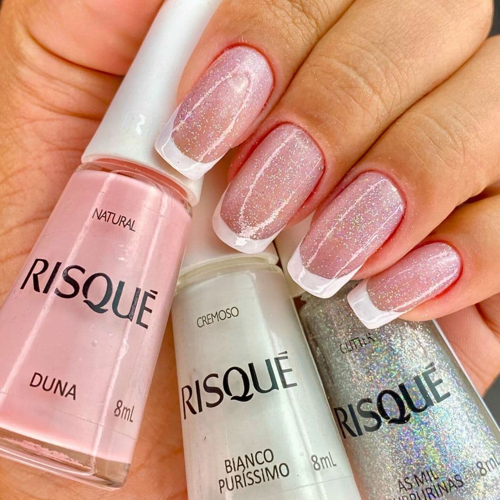 Risque Kit 3 Esmaltes Risque Francesinha Tons Claros  As mil Purpurinas Esmalte Glitter