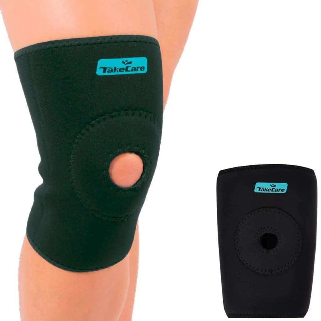 Joelheira Curta com Suporte Patelar Alivio Dores Compressão Proteção Rótula Neoprene Esportes