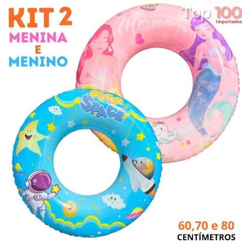 Boia Infantil 60cm 70cm 80cm Circular Inflável Proteção Praia Piscina Seria Astronauta Dinossauro