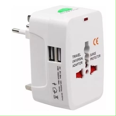 Adaptador De Tomada Universal Com 2 Usb Para + De 150 Países