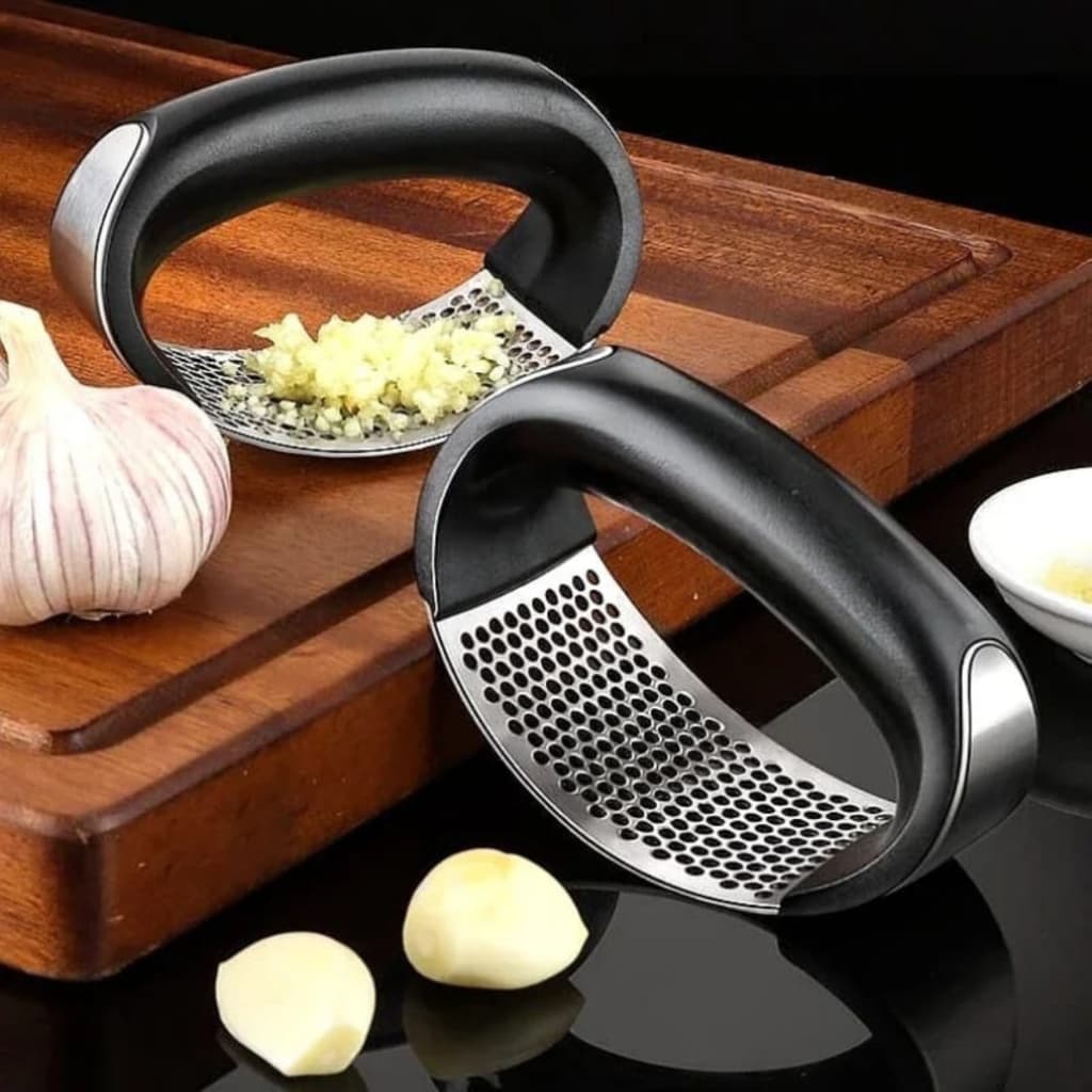 Espremedor triturador manual de alho pimenta em aço inox - Produto Premium - Envio Imediato