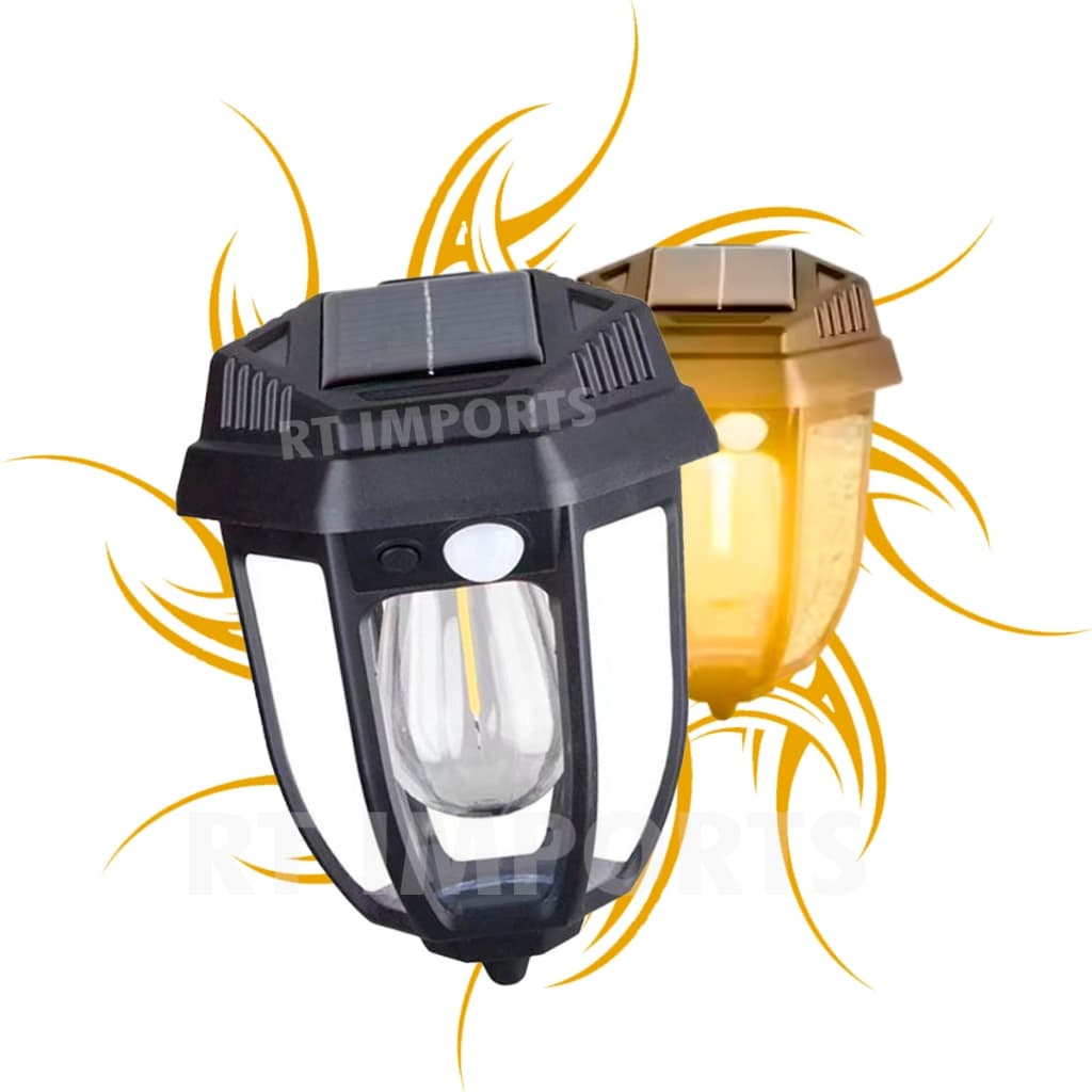 Arandela Solar Colonial Luminaria Sextavada Externa Retro Vintage Lustre Iluminaçao Branco Quente De Parede Sensor de Presença Moderna Muro