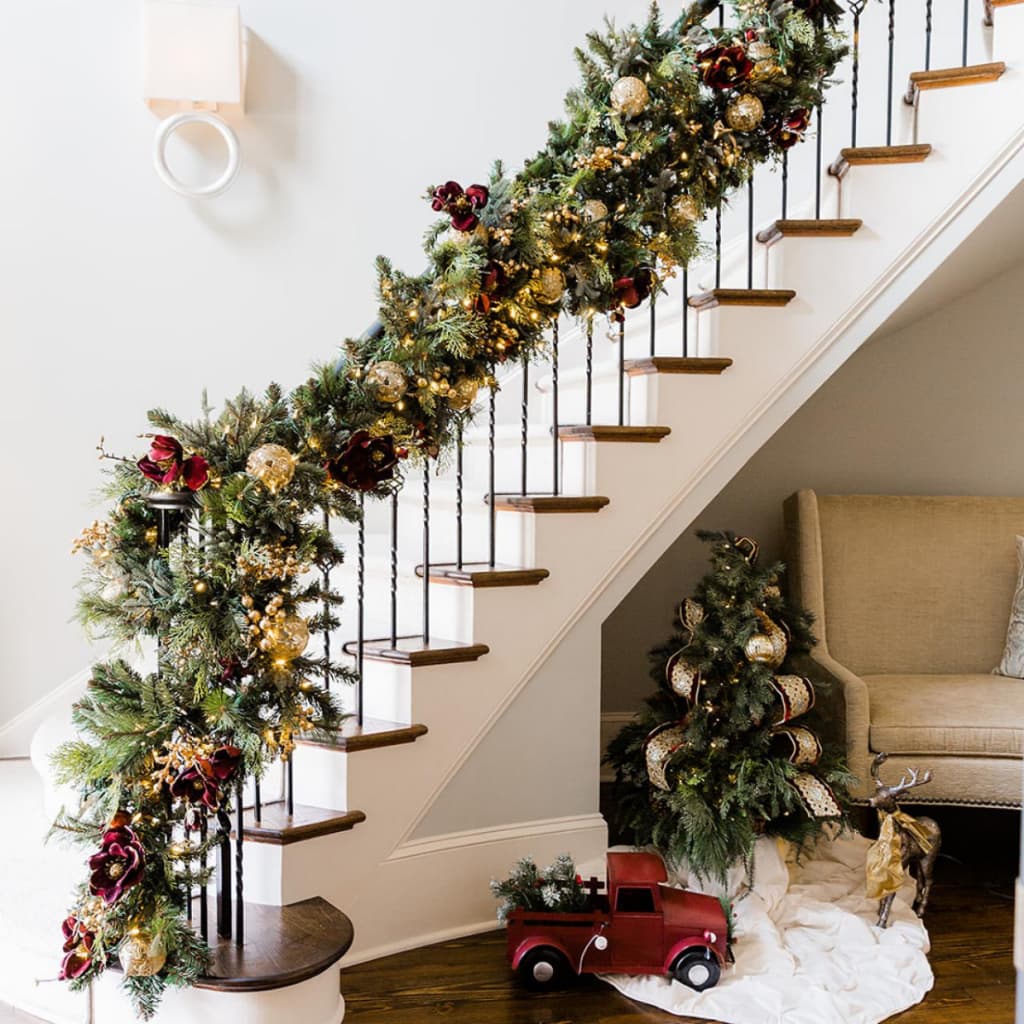 Kit Festão Aramado Luxo 2,70m Decoração Natal Verde 200 Galhos Moldar Diversos Cenários Natalinos