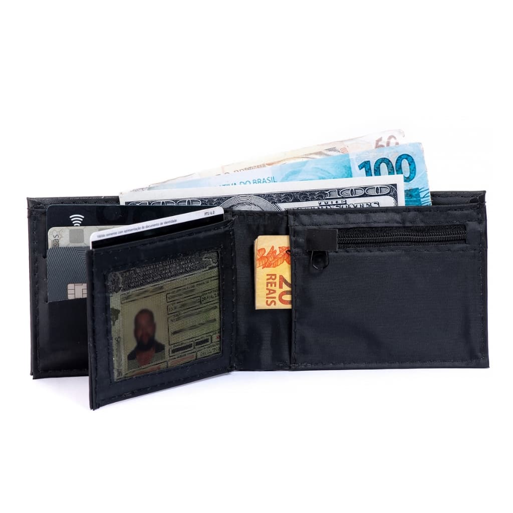 Carteira Masculina Preta, Porta CNH e RG, Com 6 Porta Cartão. Envio Imediato.