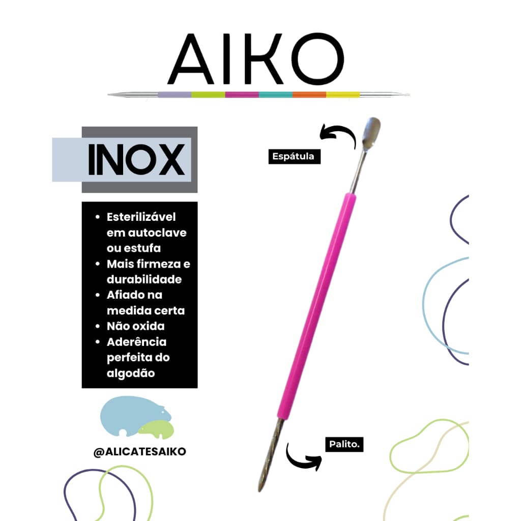 Espátula Abaulada com Palito com rosca bastão inox Revestida de Silicone Aiko Cutelaria - 31.8