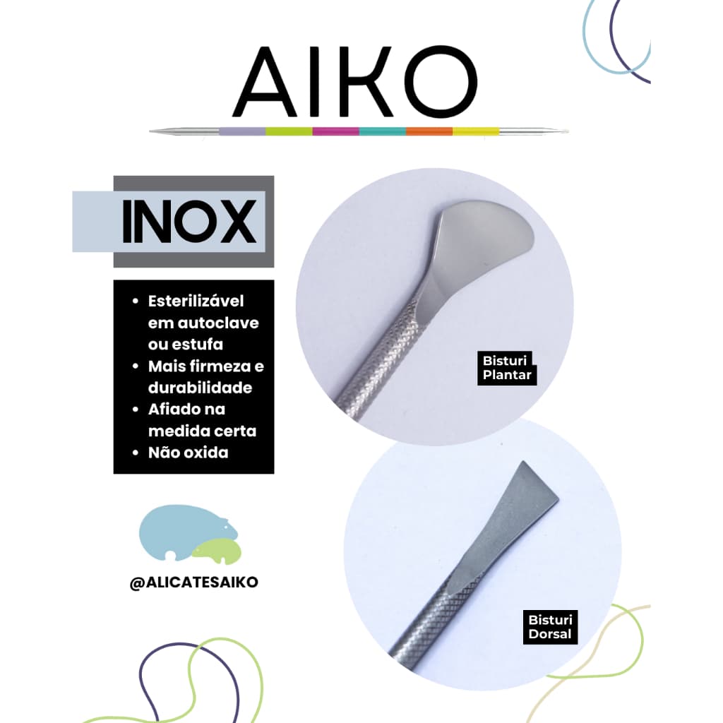 Kit Aiko Podologia em aço inox - duas peças - Mini Pocket - esterilizável - profissional