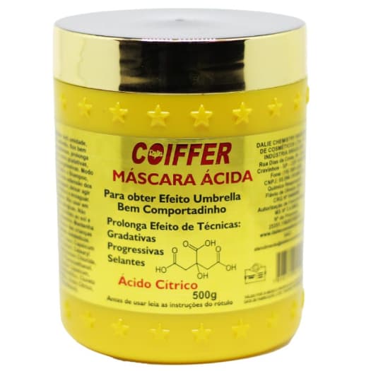 Máscara Ácida Cabelo Liso Por Mais Tempo Coiffer 500g
