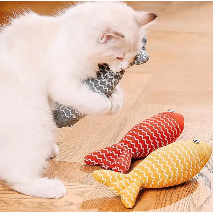 Brinquedo Catnip Formato de Peixe Interativo  Resistente À Mordida Para Gatos Com Erva Para Gatos LR-0281