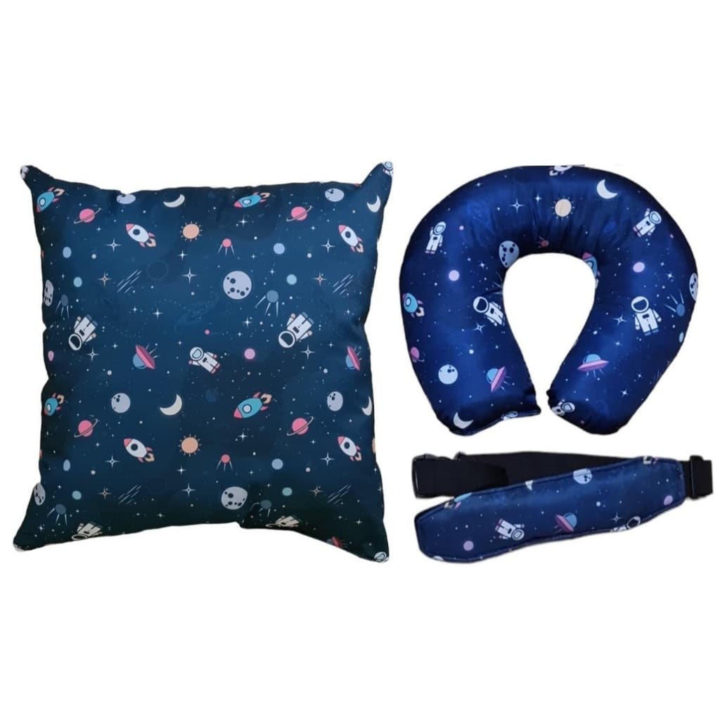 Kit 3 Peças Almofada de Assento + Almofada de Pescoço + Faixa Soneca