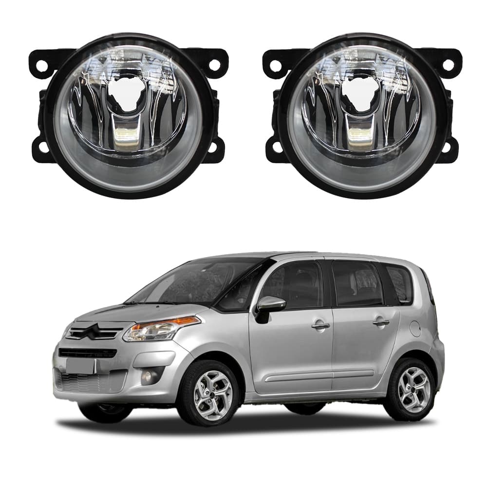Farol de Milha C3 Picasso 2013 a 2015 Par Farol Auxiliar de Carro Lente de Vidro Neblina Automotivo