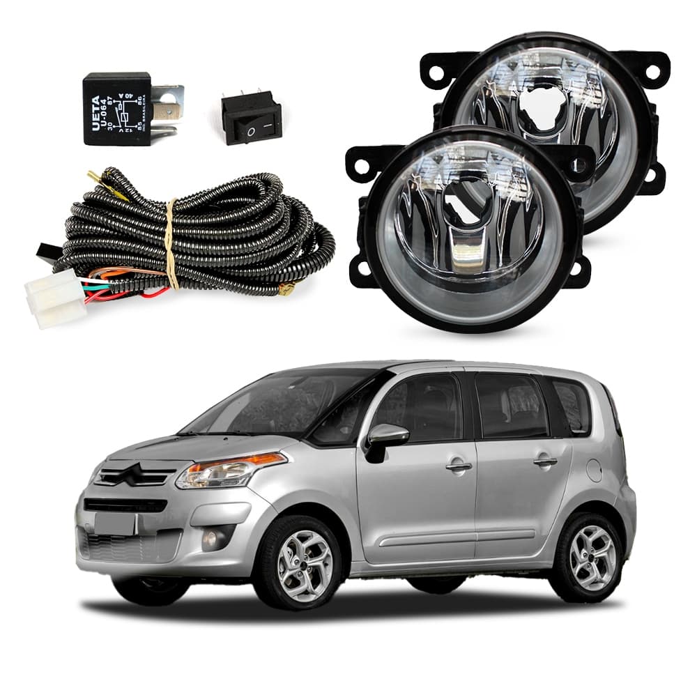 Kit Farol de Milha C3 Picasso 2013 a 2015 Farol Auxiliar de Carro Lente de Vidro Neblina Automotivo