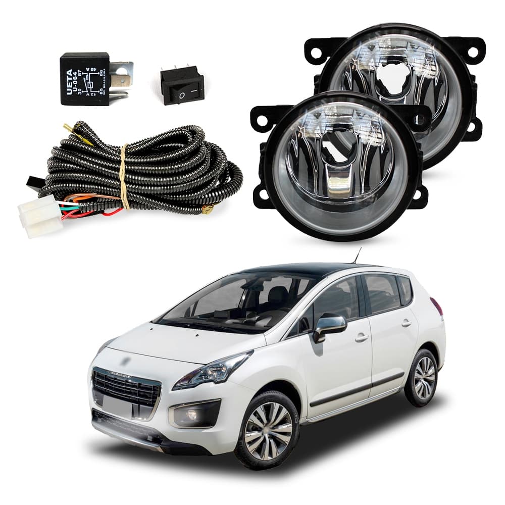Kit Farol de Milha Peugeot 3008 2011 a 2015 Farol Auxiliar de Carro Lente Vidro Neblina Automotivo