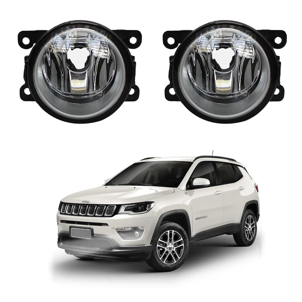 Farol de Milha Jeep Compass 2017 a 2021 Par Farol Auxiliar de Carro Lente de Vidro Neblina Automotivo