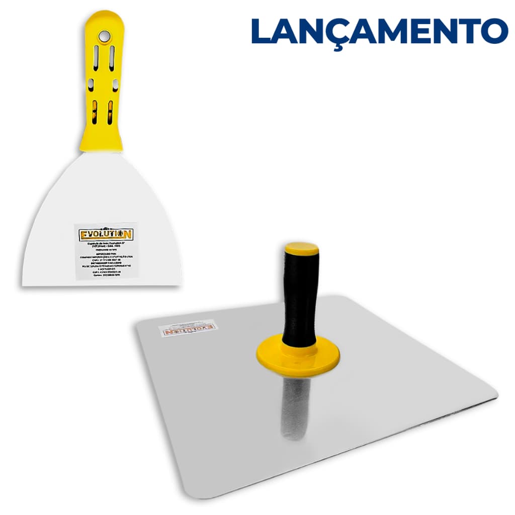 Prato para Massa Corrida Evolution + Espátula Lâmina de Aço Inox Flexível 12,5cm Kit Original