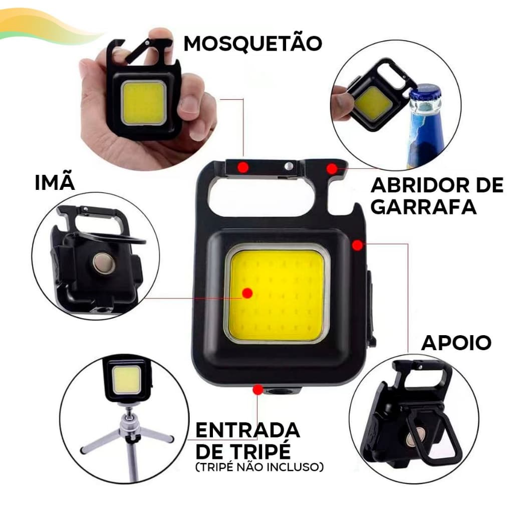 Mini Chaveiro Lanterna Portátil Led Usb Bateria Recarregável Abridor De Garrafa