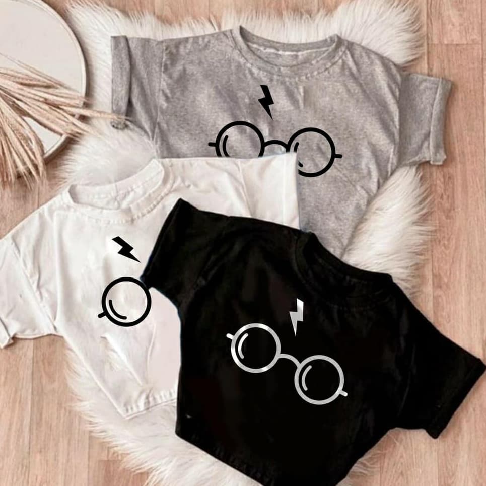 Cropped Camiseta Feminino óculos do Harry Potter