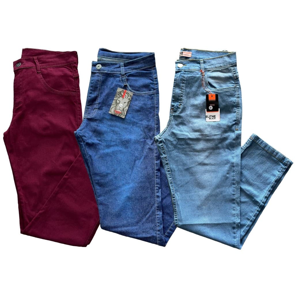 Kit 3 calças masculina de sarja e jeans lisa todas fabricadas com otima qualidade e conforto
