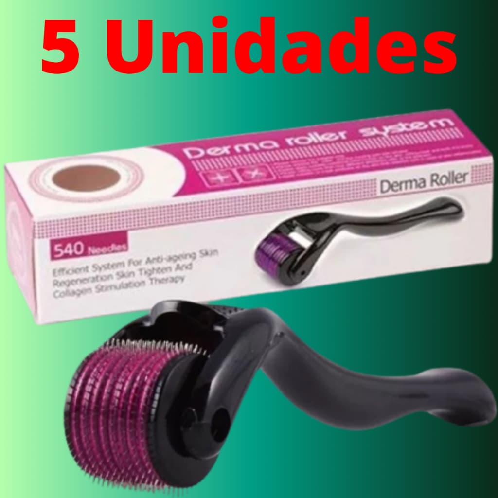 Dermaroller Kit com 5 Dermaroler Crescimento Capilar Calvície Estética Facial Agulhas 0.5 1.0 1.5