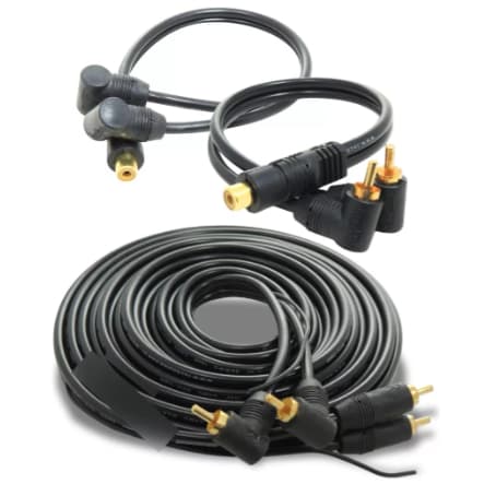 Kit Cabos RCA 2 Cabos RCA Y + 1 Cabo RCA 5 Metros Anti Ruido Para Módulo Som Emborrachado Som Automotivo