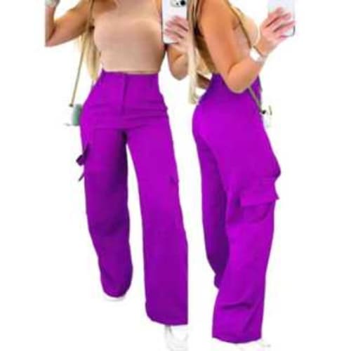 Calça Feminina Cargo/Wide Lag Alfaiataria Simples Em Variadas Cores