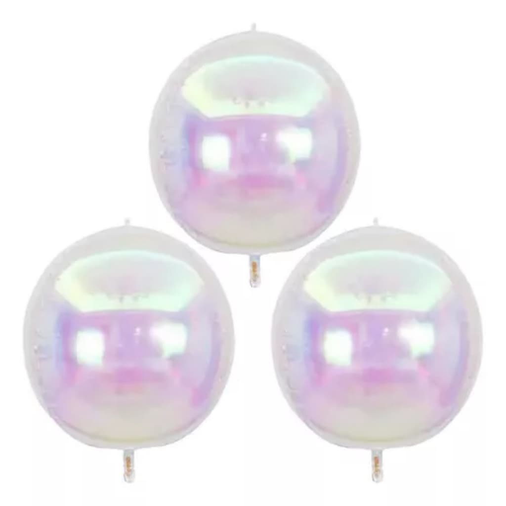 5 Balão Globo 22 Pol 55cm 4d Esfera Orbz Colorido Nacarado Camaleão