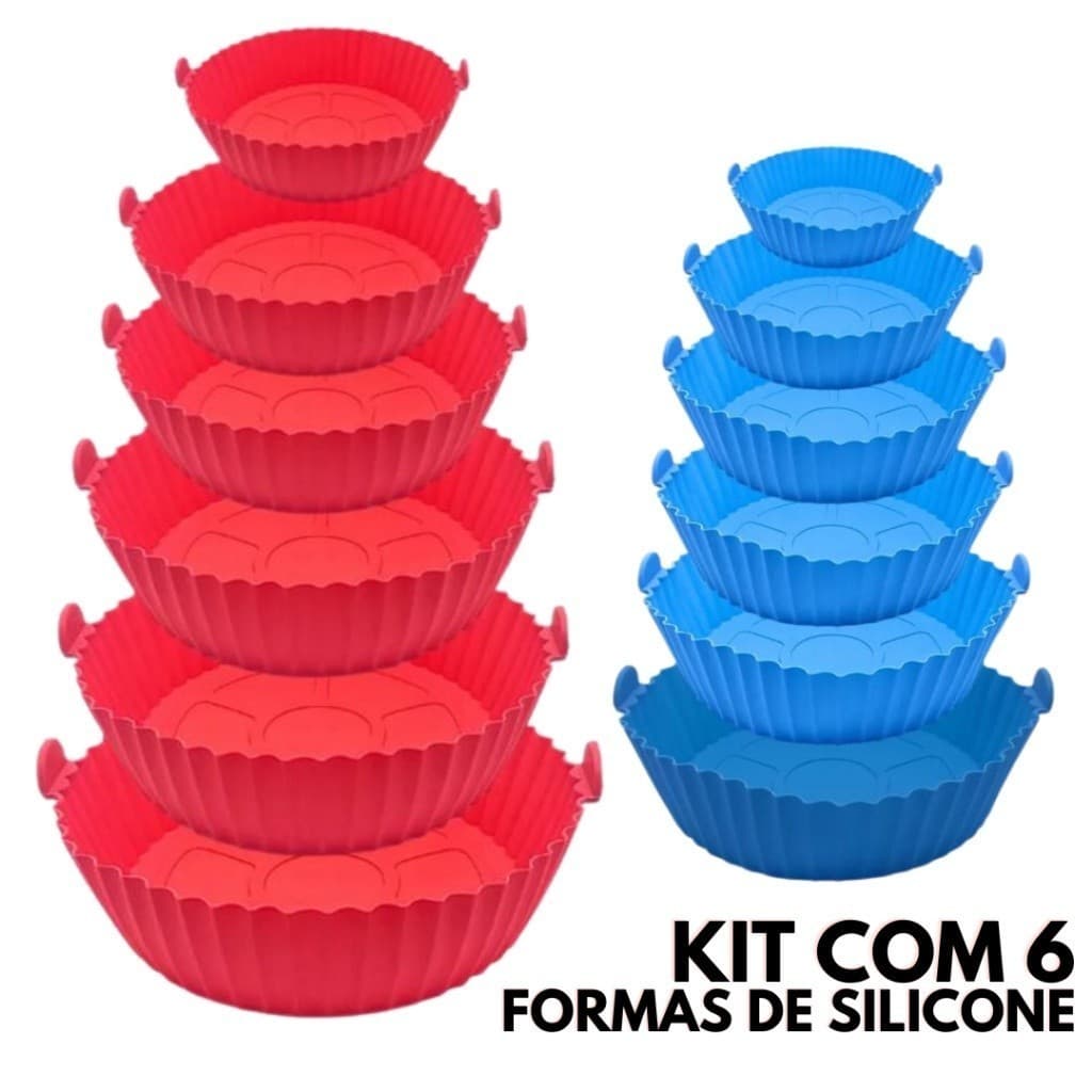 KIT COM 6 FORMAS DE SILICONE PARA AIR FRYER