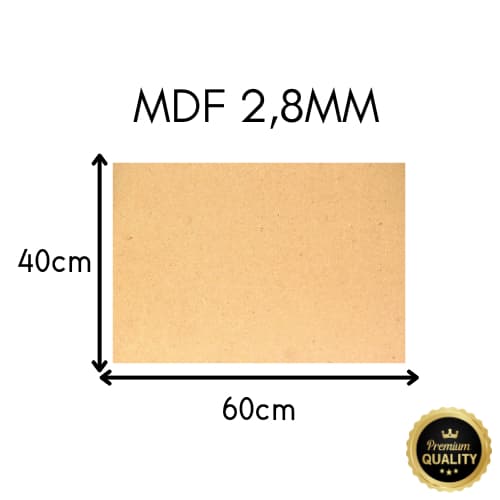 Chapa MDF Cru 2,8mm - Placa 40x60cm Berneck - Perfeita para corte a laser!