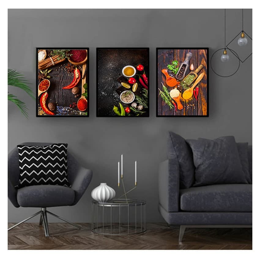 Kit Quadro Placa Decorativo Para cozinha Estilo Casa Nova Temperos Pimenta Restaurante