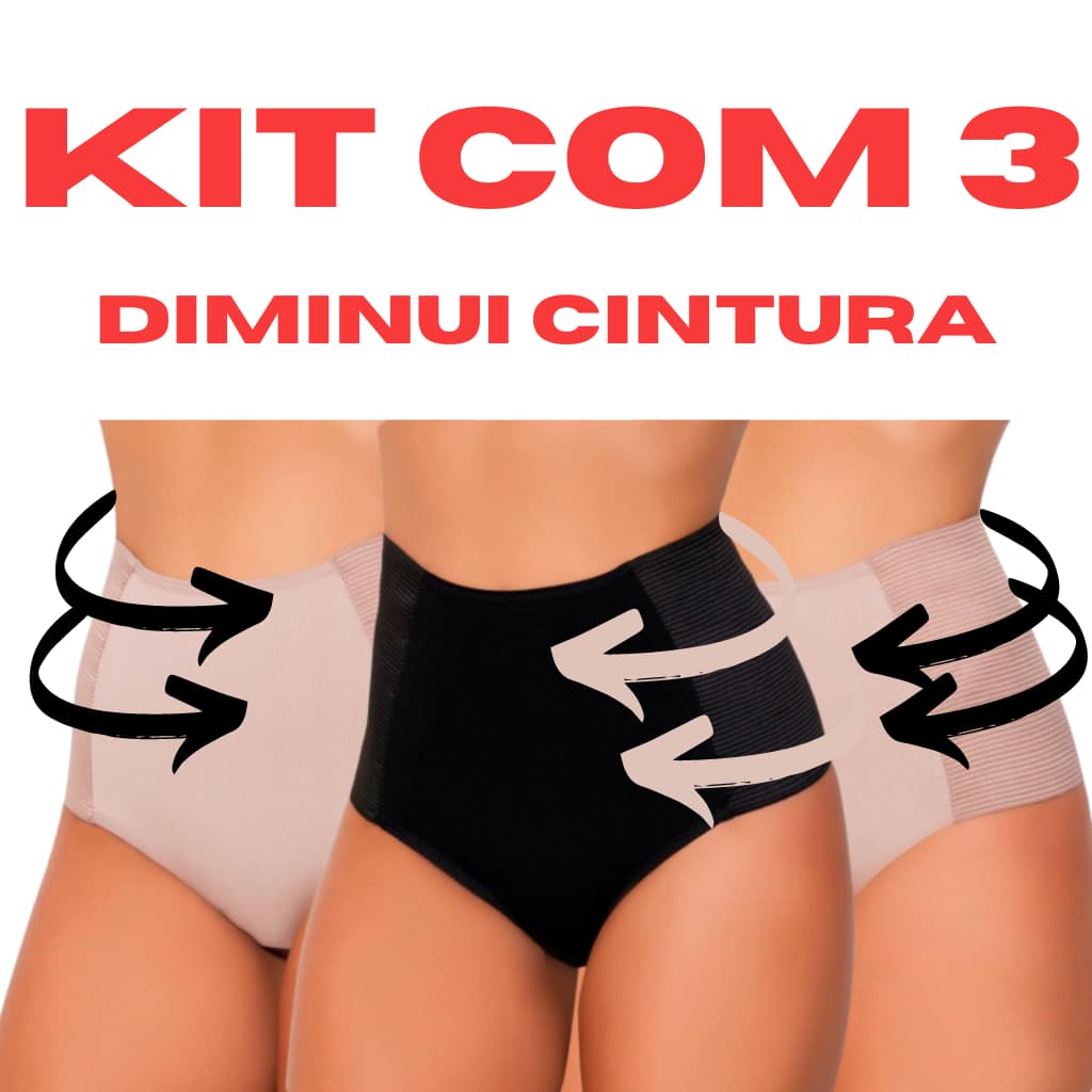 Kit c/3 Calcinhas Cinta Modeladora Compressão Cós Alto Elastico Redutora Medidas