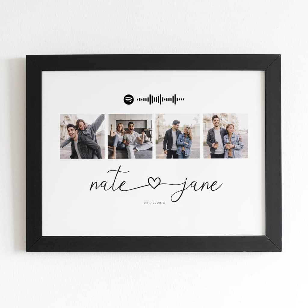 Quadro Casal 4 Fotos Spotify Presente Minimalista Personalizado Interativo 4 Fotos Decorativo