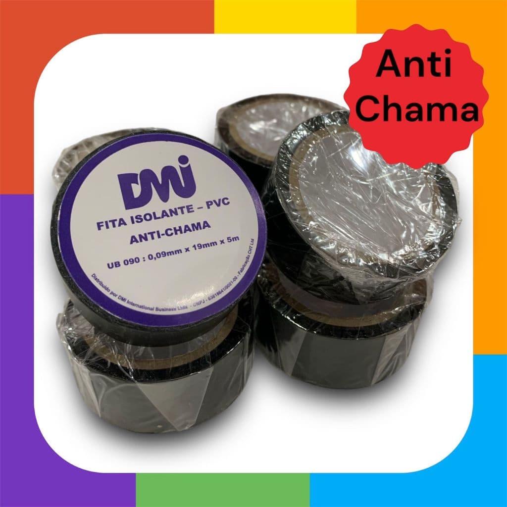Kit 4 Fita Isolante 5 Metros Fitas Anti-chama Preta