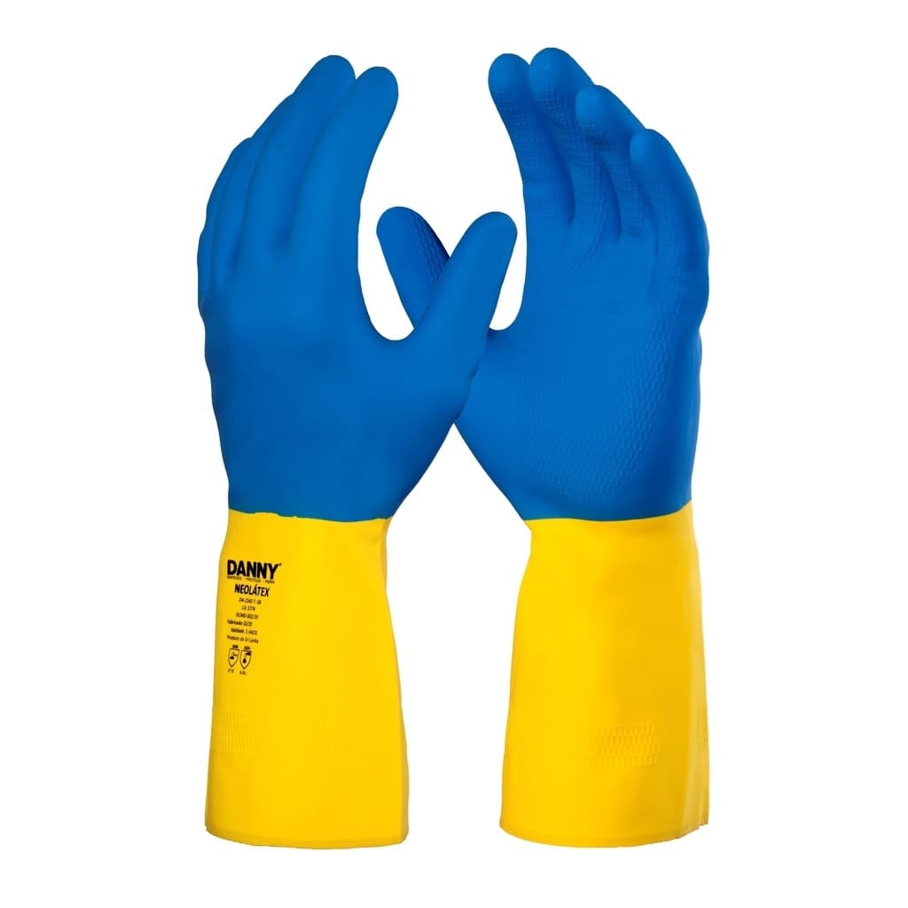 Luva de Segurança Neolátex Latex Bicolor Proteção Quimica Limpeza Neoprene Danny DA224D CA5774
