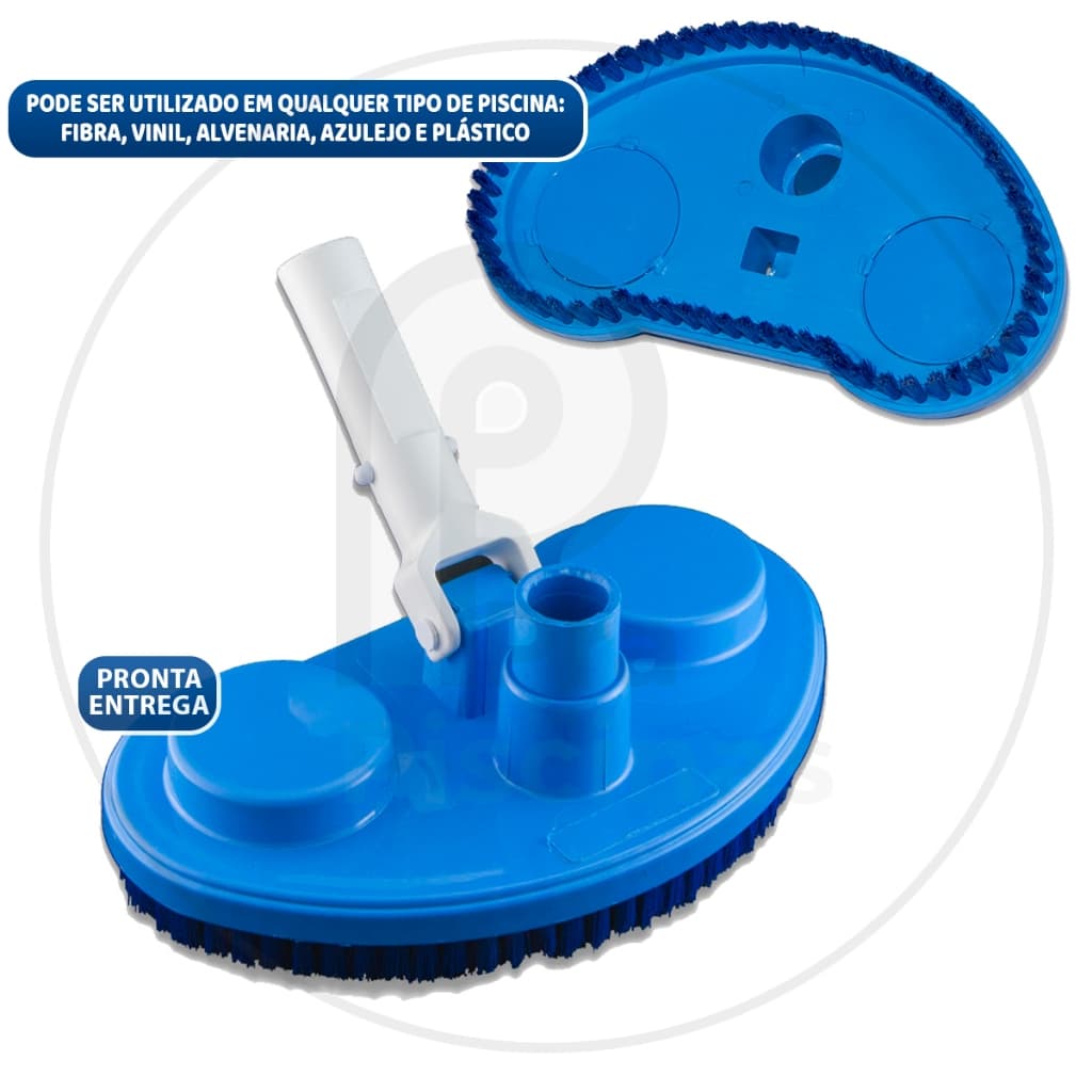 Aspirador Com Escova Cerdas Mini Baby Limpeza Para Piscinas Fibra Vinil Alvenaria