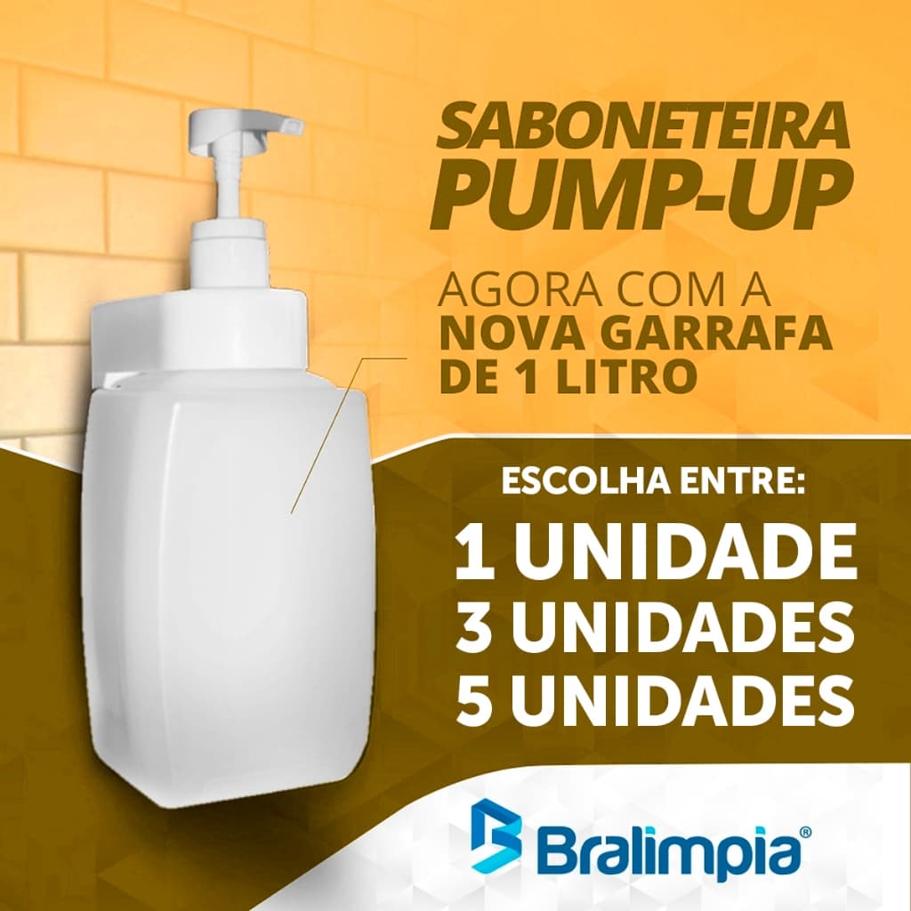 Saboneteira PUMP UP Capacidade 1 Litro BRALIMPIA ESCOLHA A QUANTIDADE