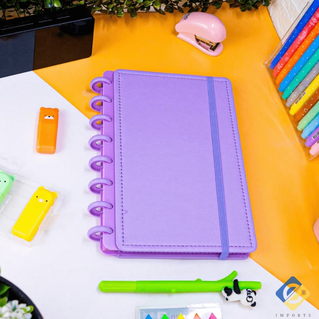 Caderno de Discos Capa Dura Super Luxo Caderneta De Disco Diário Feminino Neon Planner 80 folhas Escolar