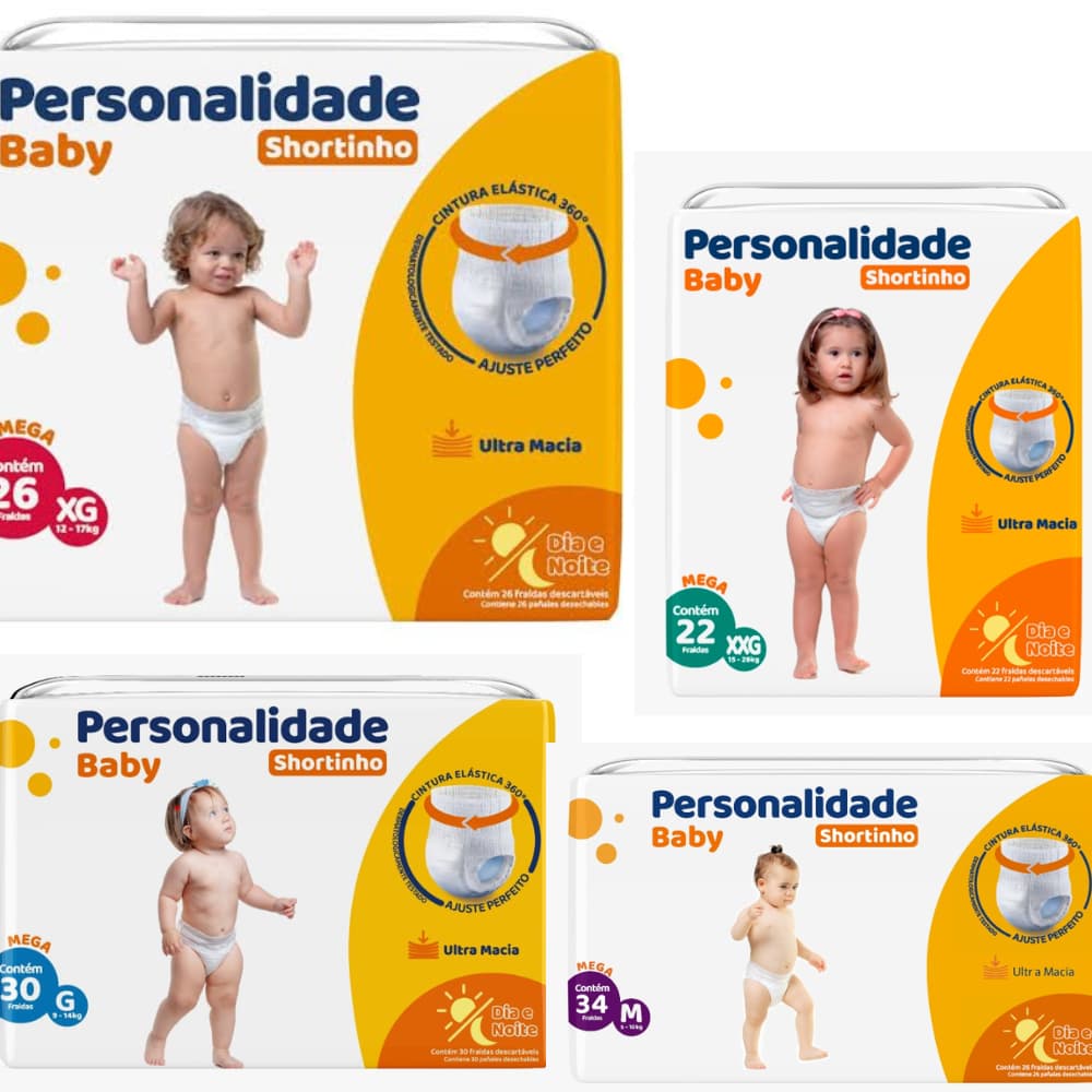 Fralda Personalidade Baby Shortinho Todos os Tamanhos