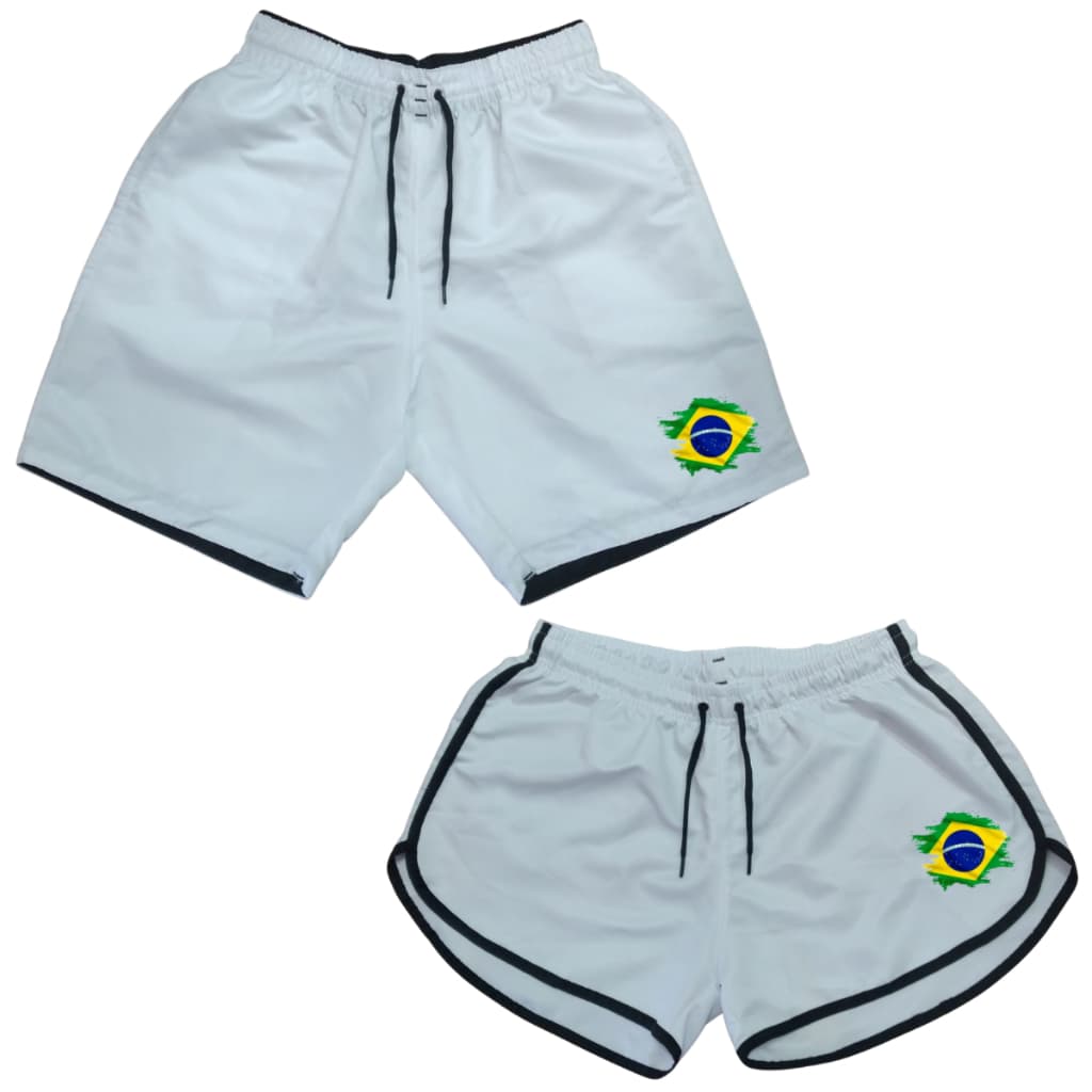 Conjunto Casal Shorts de Casal Brasil Bermudas Para Casais Namorados C51 LANÇAMENTO top