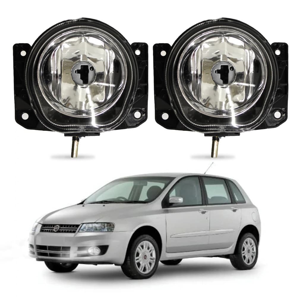 Farol de Milha Stilo 2002 a 2011 Par Farol Auxiliar de Carro Lente de Vidro Neblina Automotivo