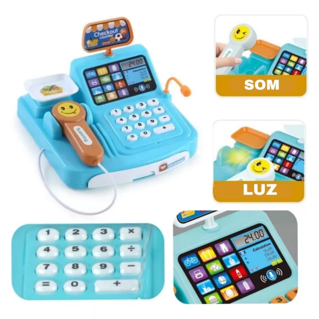 Caixa Registradora Completa Infantil Com Acessórios Luz Som