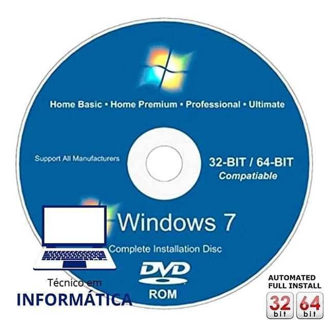 DVD Formatação Windows 7 - 32 Bits e 64 Bits