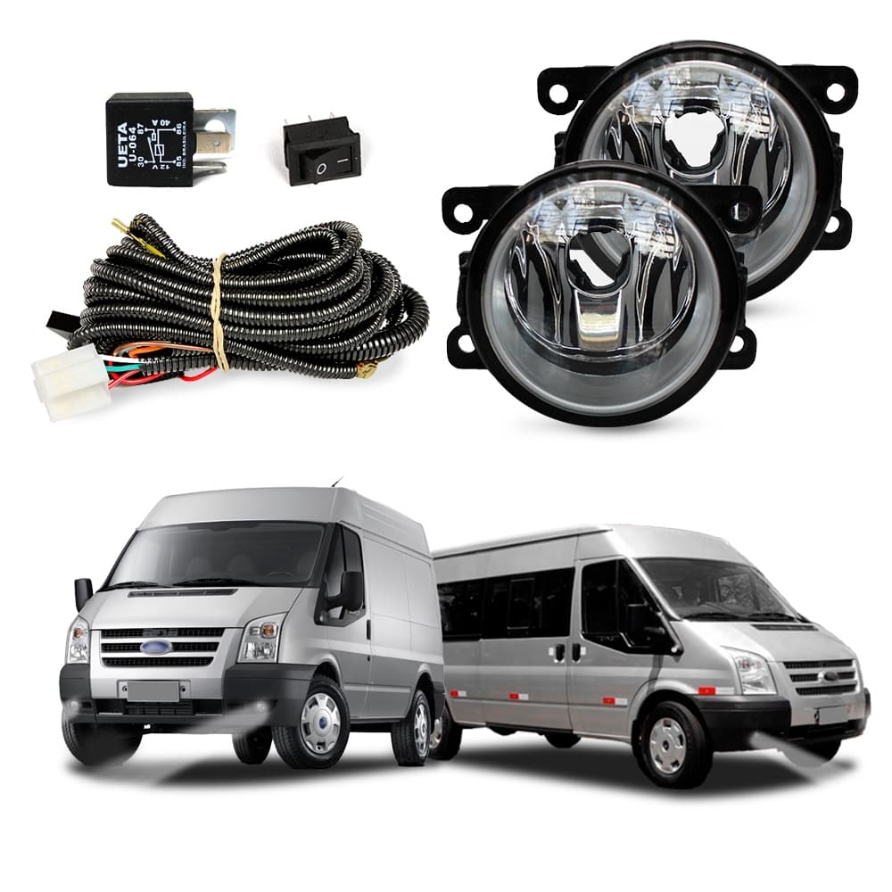 Kit Farol de Milha Transit 2009 a 2014 Farol Auxiliar de Carro Lente de Vidro Neblina Automotivo