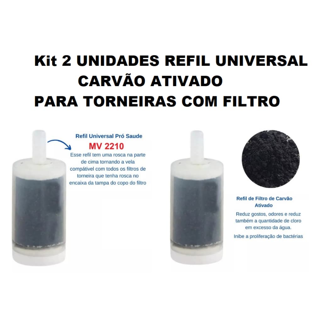 Refil Vela Mv Light Carvão Ativado p/ Torneira Com Filtros de Água Modelo MV2210