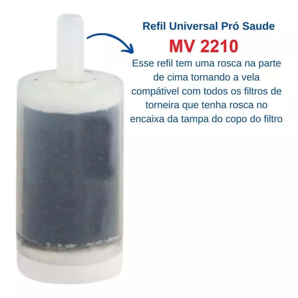 Refil Vela Universal para Torneira com Filtros de Água - Carvão Ativado MV Light