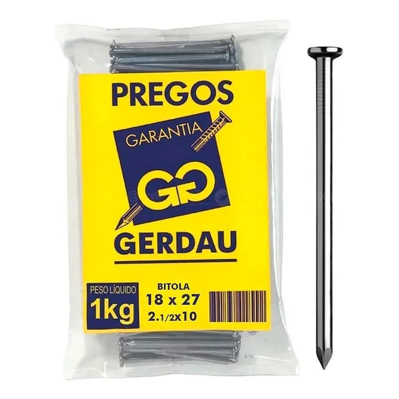 1KG Prego Polido 18 x 27 com Cabeça - GERDAU