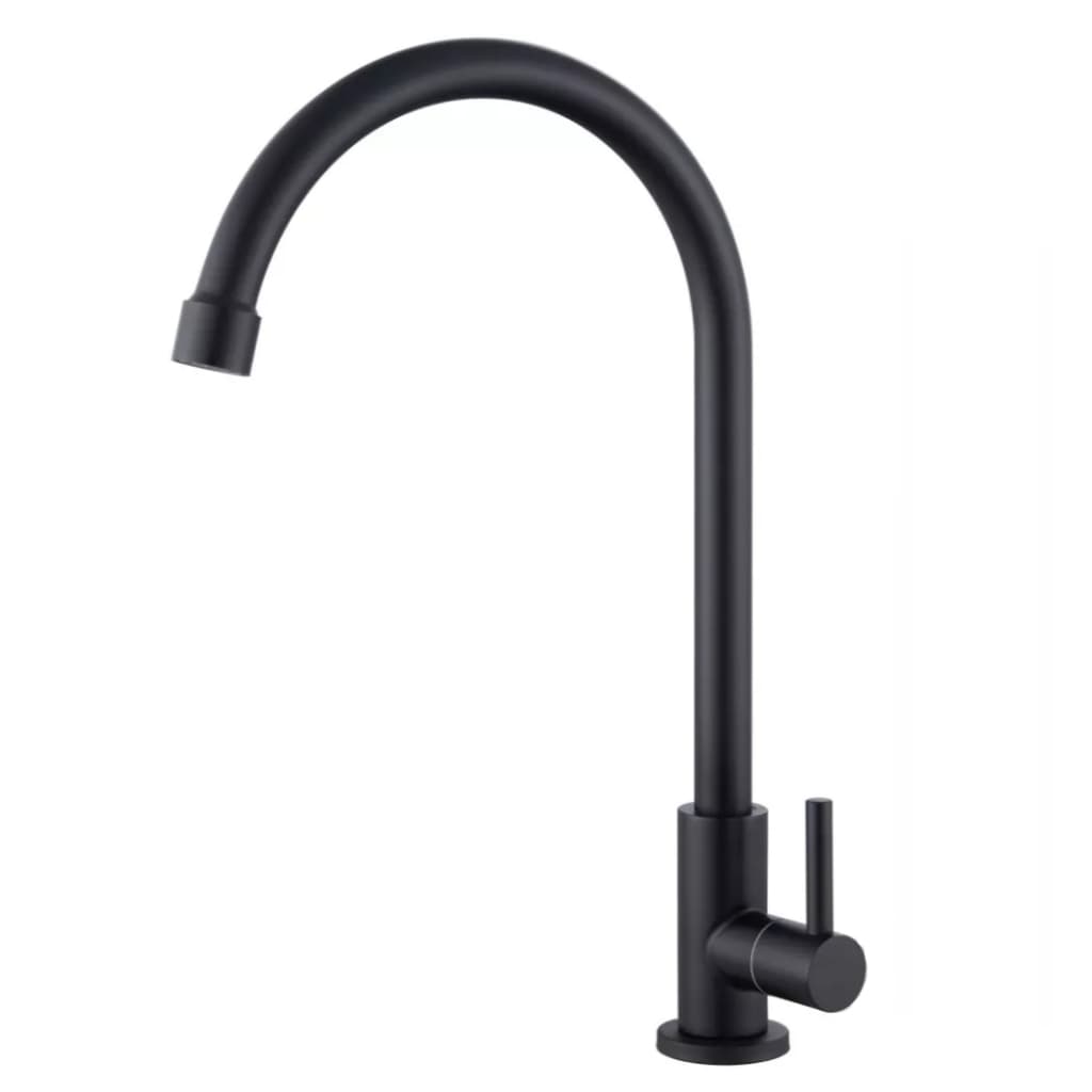 Torneira Cozinha Aço Inox Giratória Mesa Longa Preto Matte